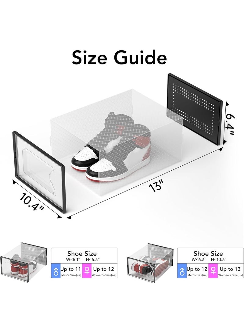 Bukela X-Large Shoe Storage Box, 15 Pack Clear Plastic Stackable Shoe Organizer for Closet, Interlocking Design Shoe Container Bins for Sneakers, Foldable Shoe Rack with Lids, Black - Image 3